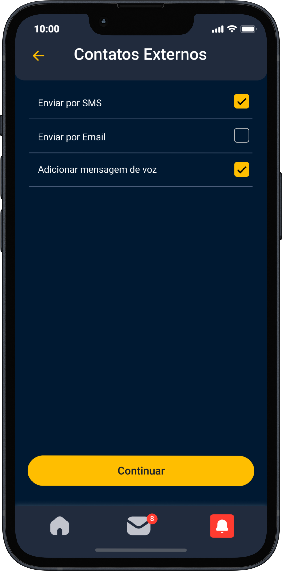 Envie alertas como SMS, Email e/ou Mensagem de Voz